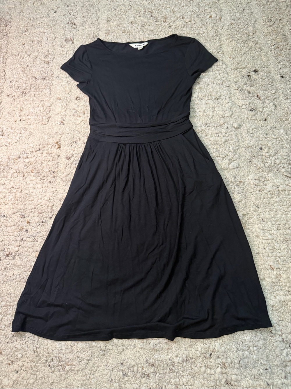 Boden Black Short-Sleeve Fit-and-Flare Dress